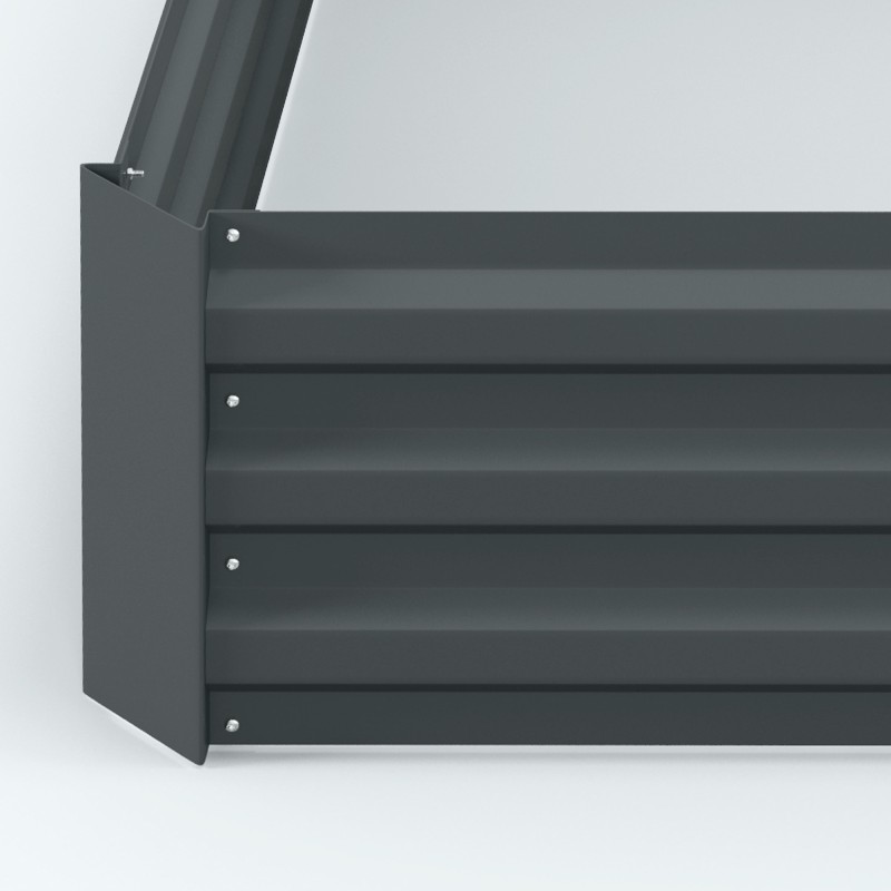 Istutuslaatikko 2 kpl, sinkitty teräs, ulkokäyttöön, 100 x 100 x 30 cm, tummanharmaa