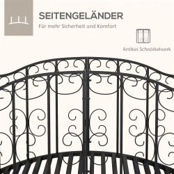 Metallinen puutarhasilta vintage-tyyli, teräs, 119 x 67 x 70 cm, musta