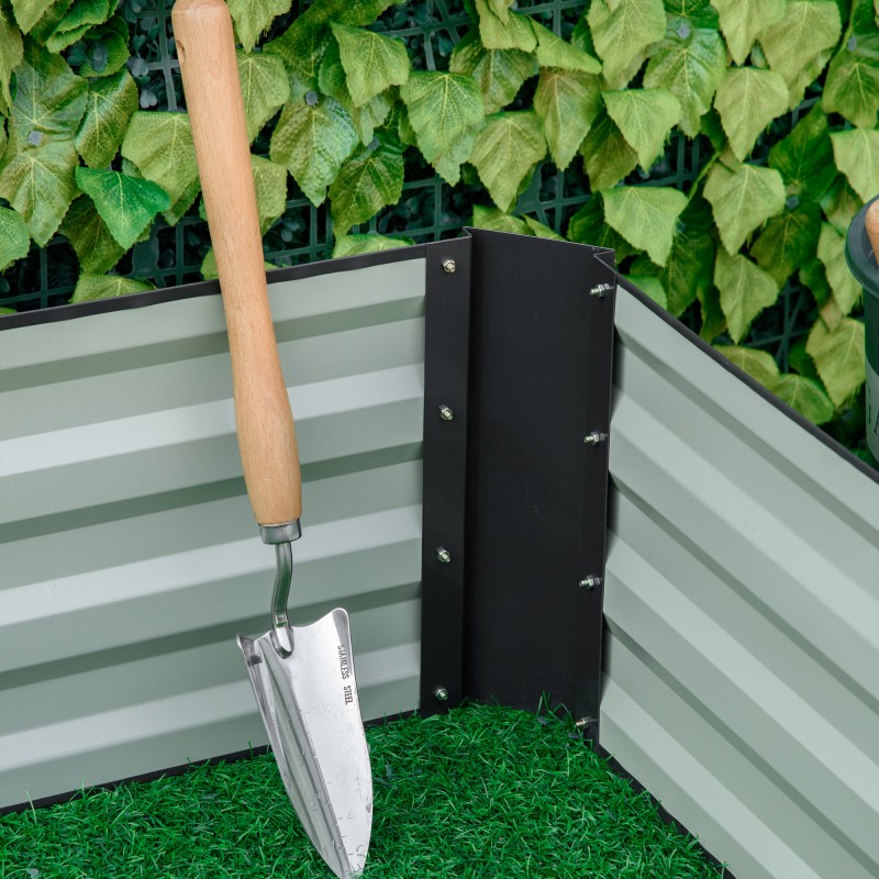 Teräksinen korotettu viljelylaatikko, avoin pohja, 241 x 90,5 x 30 cm, harmaa