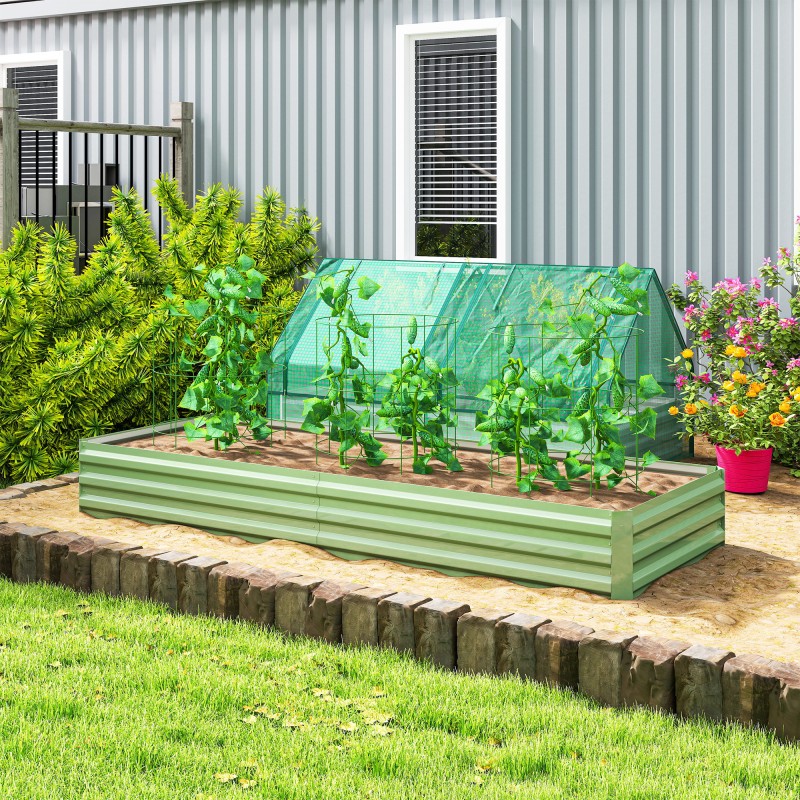 Teräksinen viljelylaatikko avoin pohja 241 x 90,5 x 30 cm vihreä