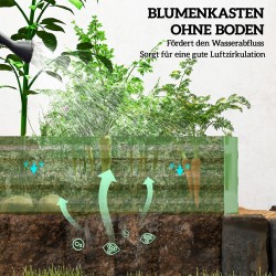 Teräksinen viljelylaatikko avoin pohja 241 x 90,5 x 30 cm vihreä