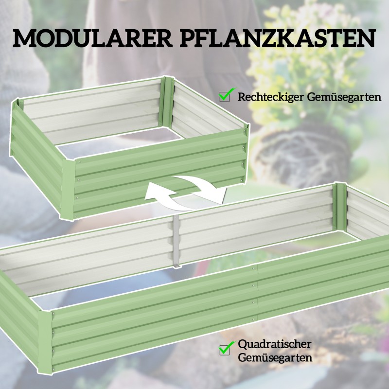 Teräksinen viljelylaatikko avoin pohja 241 x 90,5 x 30 cm vihreä