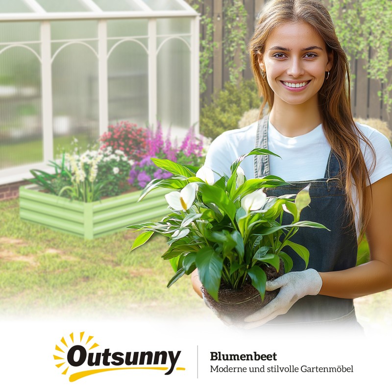 Teräksinen viljelylaatikko avoin pohja 241 x 90,5 x 30 cm vihreä