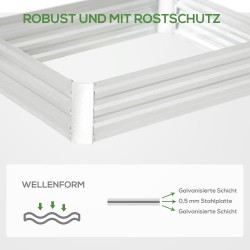 Korotettu viljelylaatikko ulkokäyttöön sinkittyä terästä 120 x 90 x 30 cm hopea