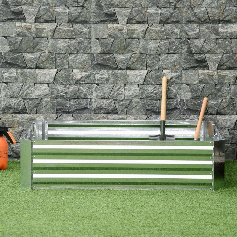 Korotettu viljelylaatikko ulkokäyttöön sinkittyä terästä 120 x 90 x 30 cm hopea