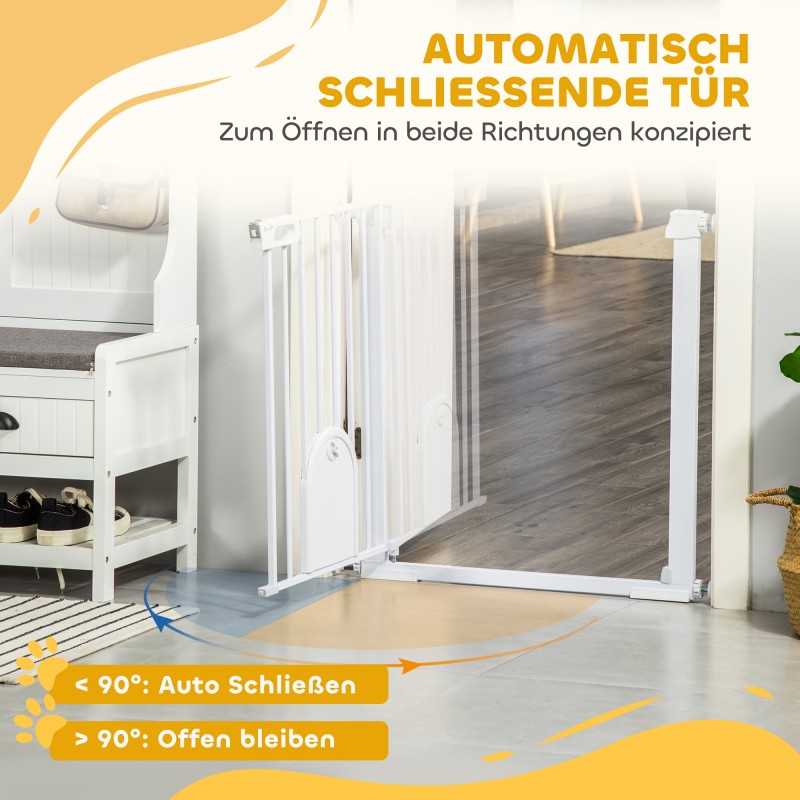 Lemmikkiportti pienellä ovella, terästä ja muovia, 75–103 x 76 cm, valkoinen