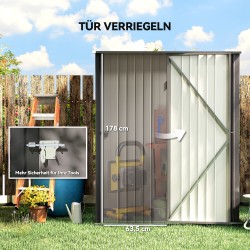 Metallinen pihavarasto / puutarhavaja, galvanoitu teräs, 161,5 x 94,5 x 196 cm, musta