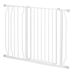 Lemmikin turvaportti koiralle teräs ABS säädettävä leveys 75 115 cm korkeus 76 cm valkoinen