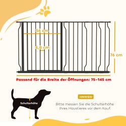 Koiran turvaportti teräs 75–145 cm, kaksisuuntainen, paine- ja seinäkiinnitys, musta