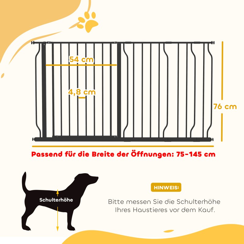 Koiran turvaportti teräs 75–145 cm, kaksisuuntainen, paine- ja seinäkiinnitys, musta