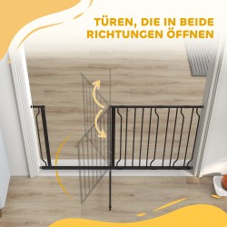 Koiran turvaportti teräs 75–145 cm, kaksisuuntainen, paine- ja seinäkiinnitys, musta