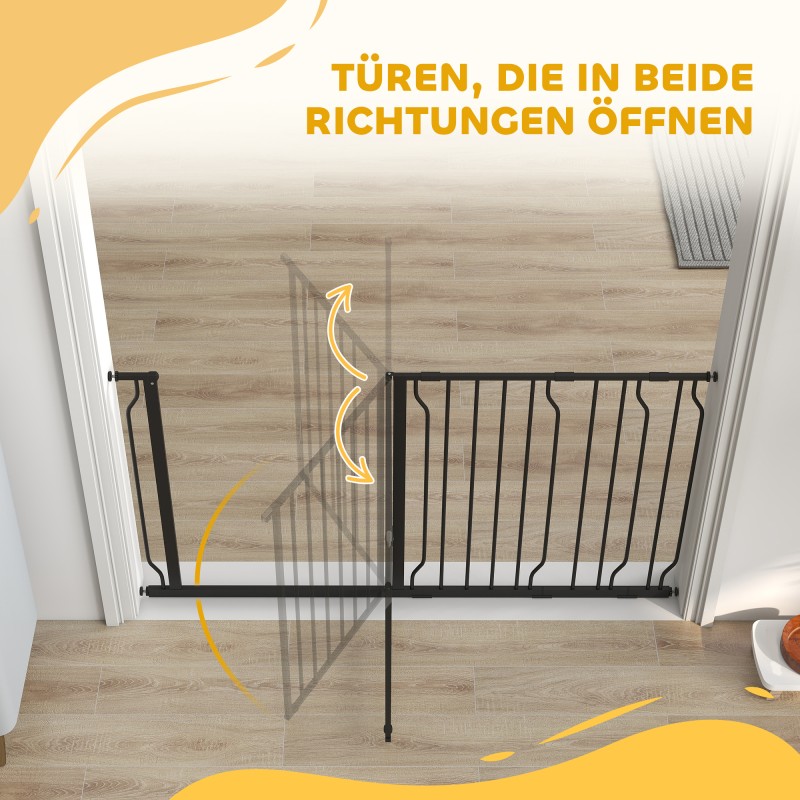 Koiran turvaportti teräs 75–145 cm, kaksisuuntainen, paine- ja seinäkiinnitys, musta