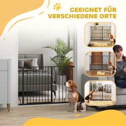 Koiran turvaportti, säädettävä 75–115 cm, teräs ja ABS, 76 cm korkea, musta