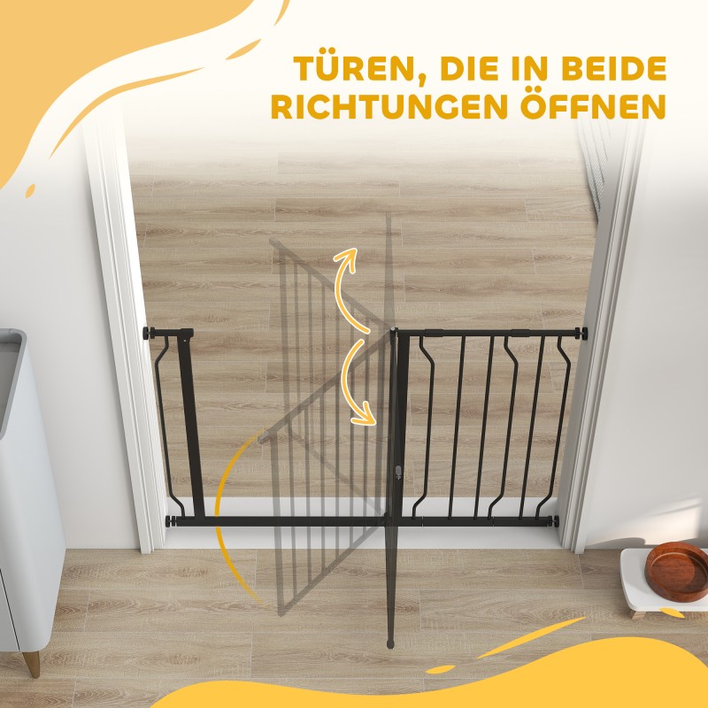 Koiran turvaportti, säädettävä 75–115 cm, teräs ja ABS, 76 cm korkea, musta