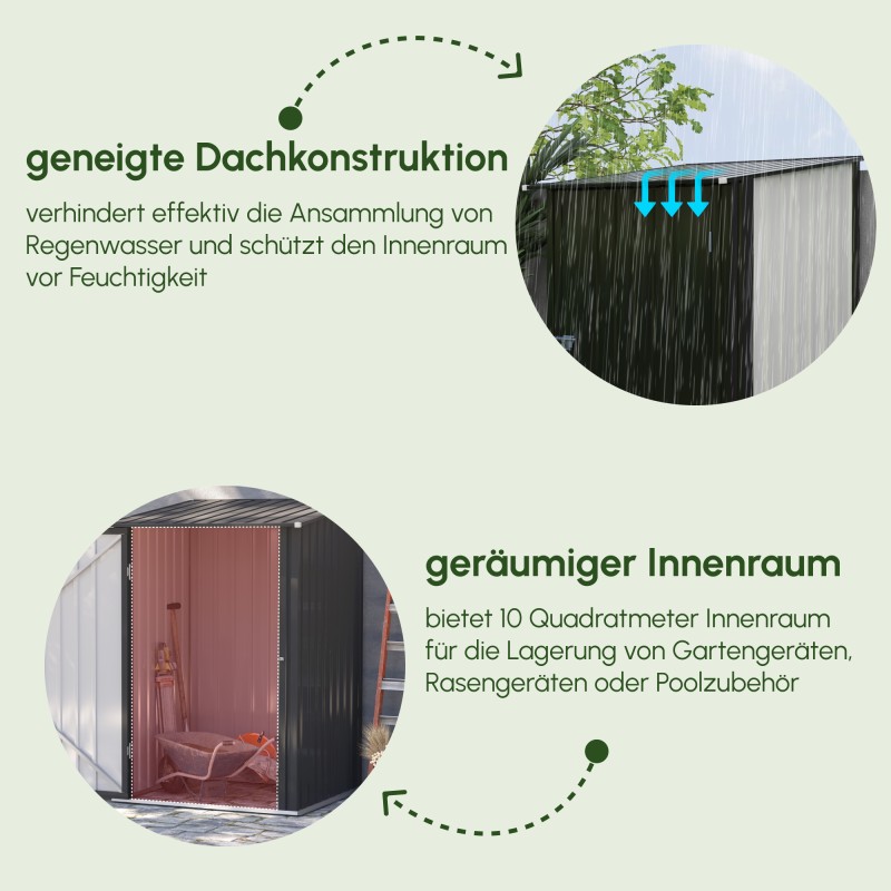 Teräksinen pihavarasto 100 x 103 x 160 cm tummanharmaa