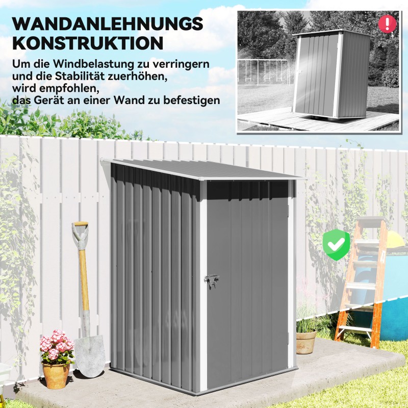 Teräksinen ulkovarasto pihavaja 100 x 103 x 160 cm harmaa