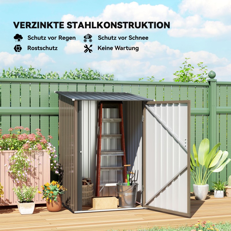 Teräksinen pihavarasto 0,92 m², ulkokäyttöön, 100 x 103 x 160 cm, ruskea