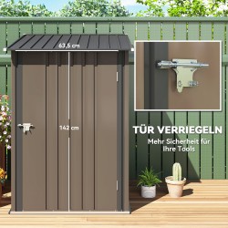 Teräksinen pihavarasto 0,92 m², ulkokäyttöön, 100 x 103 x 160 cm, ruskea