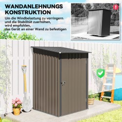 Teräksinen pihavarasto 0,92 m², ulkokäyttöön, 100 x 103 x 160 cm, ruskea