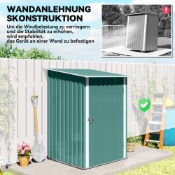 Metallinen pihavarasto ulkokäyttöön, teräs, pulpettikatto, lukittava ovi, 100 x 103 x 160 cm, vihreä