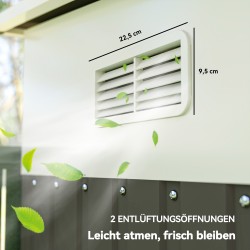 Metallinen pihavarasto liukuovilla, kalteva katto, lukittava, 280 x 345 x 201 cm, harmaa