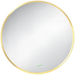 Pyöreä seinäpeili kylpyhuoneeseen alumiinikehys 50 cm kullan ja hopeansävyinen