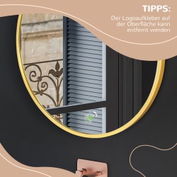 Pyöreä seinäpeili kylpyhuoneeseen, alumiinikehys, Ø50 cm, kullan- ja hopeansävyinen