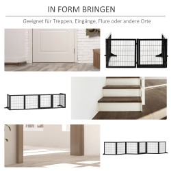 Taittuva koiraportti mäntyä ja terästä 432 x 36 x 70 cm musta