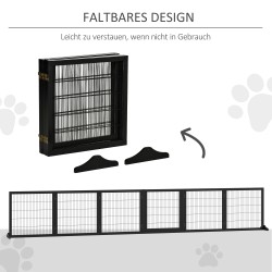 Taittuva koiraportti mäntyä ja terästä 432 x 36 x 70 cm musta