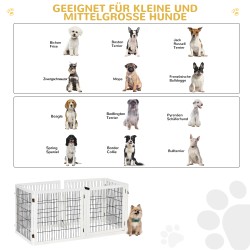 Koiraportti / lemmikkiaita mäntypuusta, taittuva, sisäkäyttöön, 432 x 36 x 70 cm, valkoinen