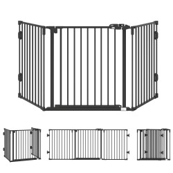 Koira aita turvaportti sisäkäyttöön teräs 202 5 x 76 cm 3 paneelia musta