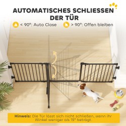 Koira-aita turvaportti sisäkäyttöön teräs 202,5 x 76 cm 3 paneelia musta