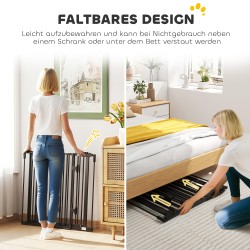 Koira-aita turvaportti sisäkäyttöön teräs 202,5 x 76 cm 3 paneelia musta