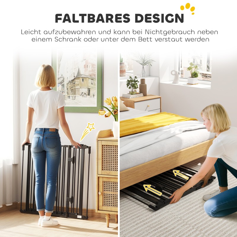 Koira-aita turvaportti sisäkäyttöön teräs 202,5 x 76 cm 3 paneelia musta