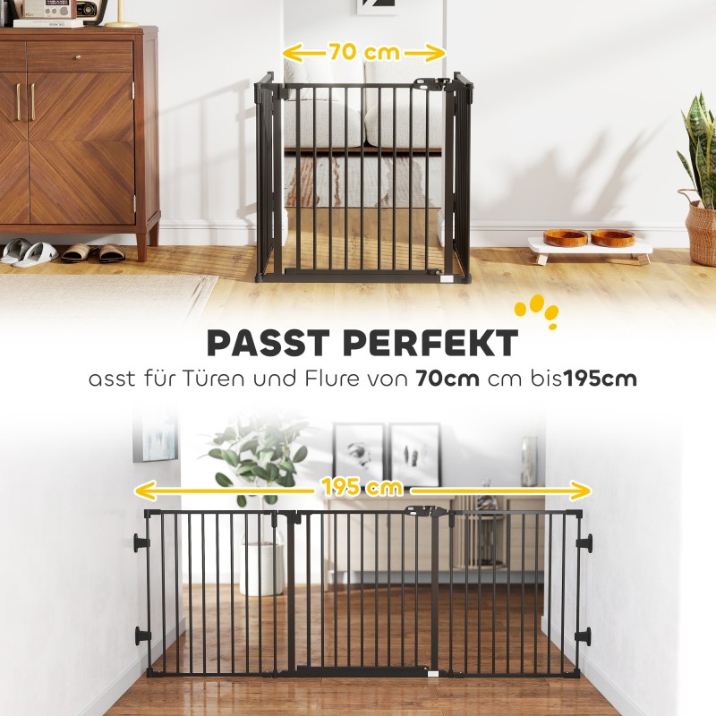 Koira-aita turvaportti sisäkäyttöön teräs 202,5 x 76 cm 3 paneelia musta