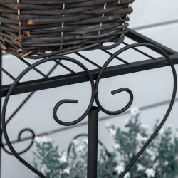 Kukkateline 4-tasoinen metallinen kasviteline sisä- ja ulkokäyttöön 45 x 24,5 x 80 cm musta