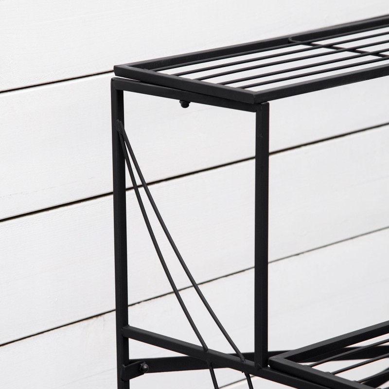 Metallinen kukkateline 3 tasoa sisä- ja ulkokäyttöön 95 x 63 x 72 cm musta