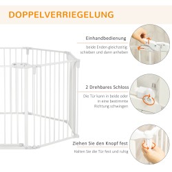 Koira-aita ja turvaportti sisätiloihin, 8 paneelia, teräs, 60 x 76 cm, valkoinen