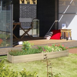Puinen viljelylaatikko ulkokäyttöön, 2 istutusosaa, säänkestävä massiivipuu, 244 x 61,5 x 27 cm, natur