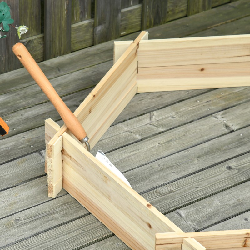 Puinen kuusikulmainen viljelylaatikko puutarhaan ja parvekkeelle 100 x 92 x 16 cm, luonnollinen