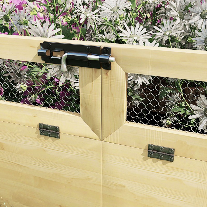 Korotettu viljelylaatikko säleiköllä, kuusipuu, 183 x 98,5 x 95 cm, luonnonväri