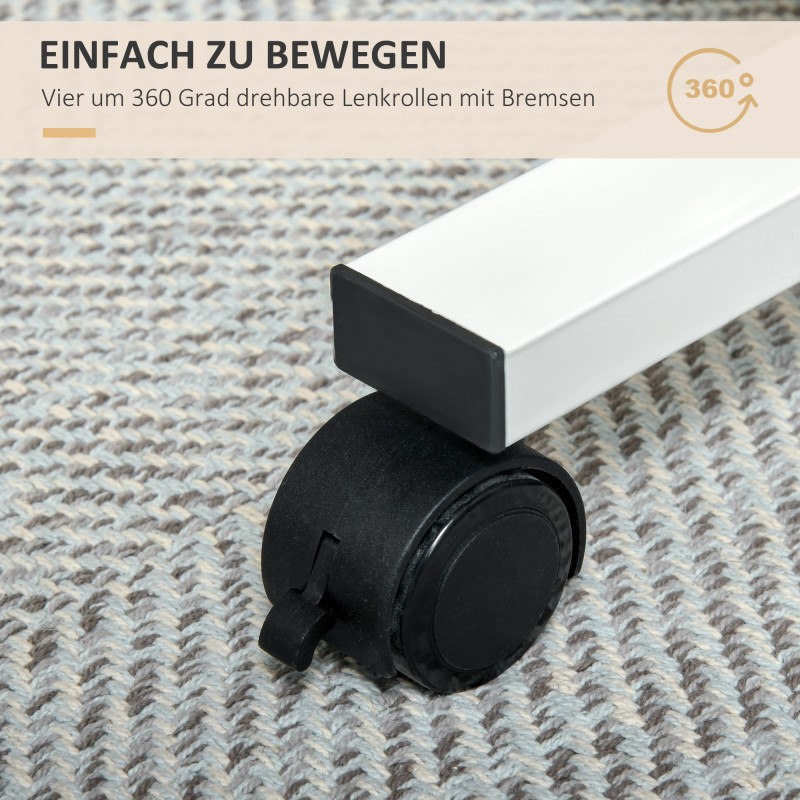 Korkeussäädettävä C-muotoinen työpöytä pyörillä 65 x 48 x 73–110 cm puu/teräs luonnonvalkoinen