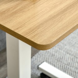 Korkeussäädettävä C-muotoinen työpöytä pyörillä 65 x 48 x 73–110 cm puu/teräs luonnonvalkoinen