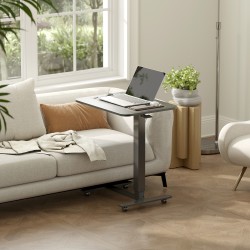 Korkeussäädettävä C-muotoinen työpöytä rullilla 65 x 48 x 73–110 cm musta