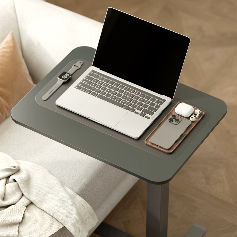 Korkeussäädettävä C-muotoinen työpöytä rullilla 65 x 48 x 73–110 cm musta