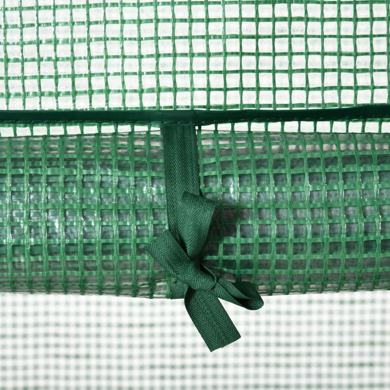 Minikasvihuone taimikasvatukseen, metallirunko ja PE-suojakangas, 3 hyllytasoa, 69 x 49 x 125 cm, vihreä