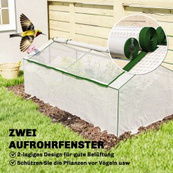 Pienoiskasvihuone ulkokäyttöön teräsrunko ja PE-verkkomuovi 180 x 90 x 70 cm valkoinen