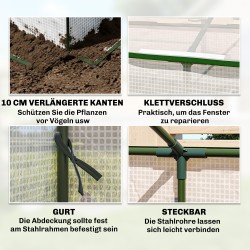 Pienoiskasvihuone ulkokäyttöön teräsrunko ja PE-verkkomuovi 180 x 90 x 70 cm valkoinen