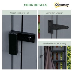 Puutarhakaappi ulkokäyttöön, kuusi, polttopuutila, 129 x 51,5 x 180 cm, harmaa-musta