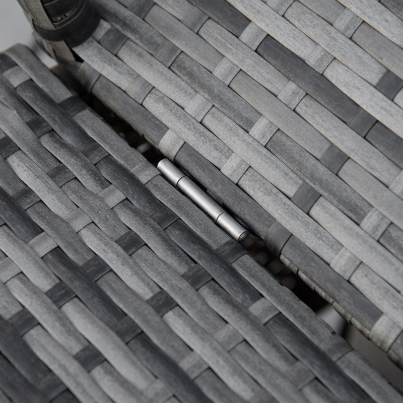 Puutarhan aurinkovuode polyrottinkia aurinkokatoksella, säädettävä, harmaa 195 x 65 x 40 cm